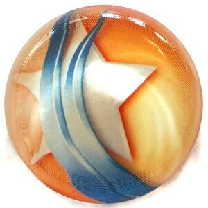 $1 Add-On Large Round Glass Whimsical Cabochon ~ Ribboned Star